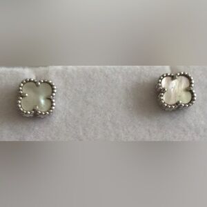Sterling Silver Mother of Pearl Clover Earrings
